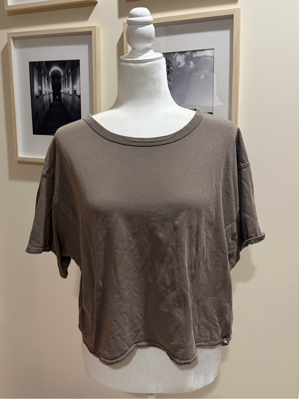 JoyLab Brown Relaxed Crop Short-Sleeve Tee